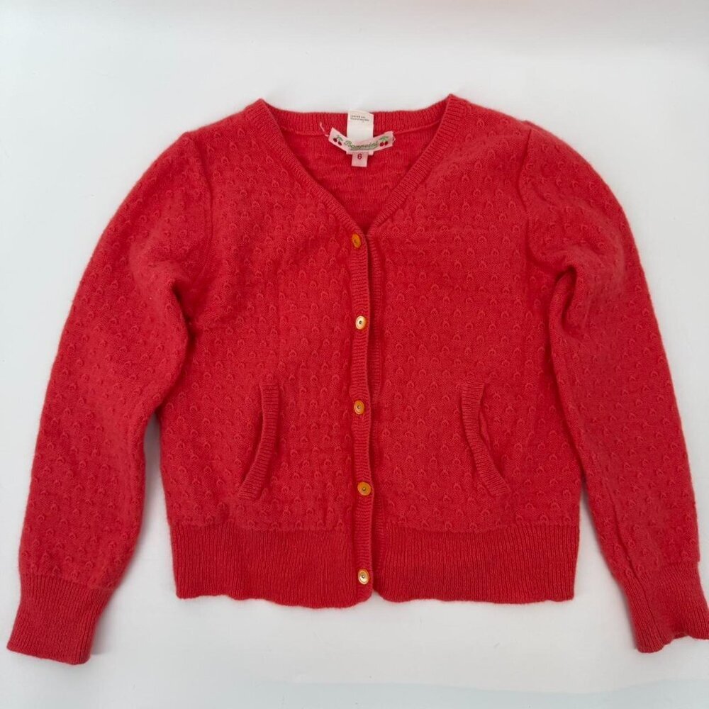 Bonpoint Girls Red Cardigan Sweater - Size 6